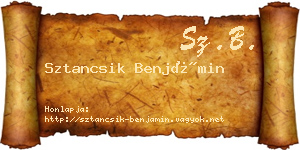 Sztancsik Benjámin névjegykártya